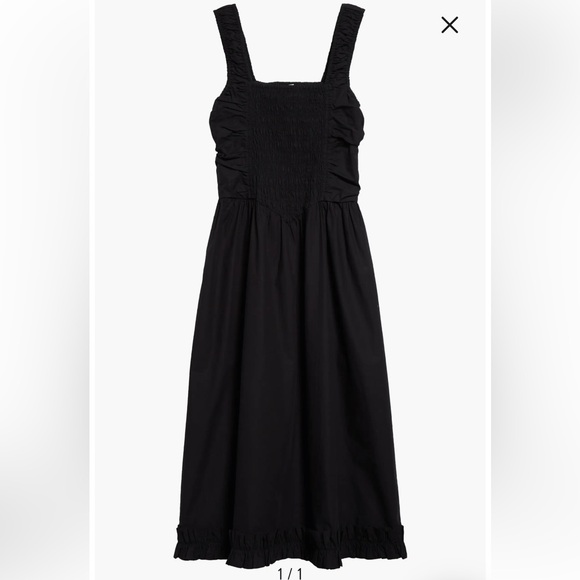 GANNI NEW Smock Bodice Organic Cotton Poplin Sundress